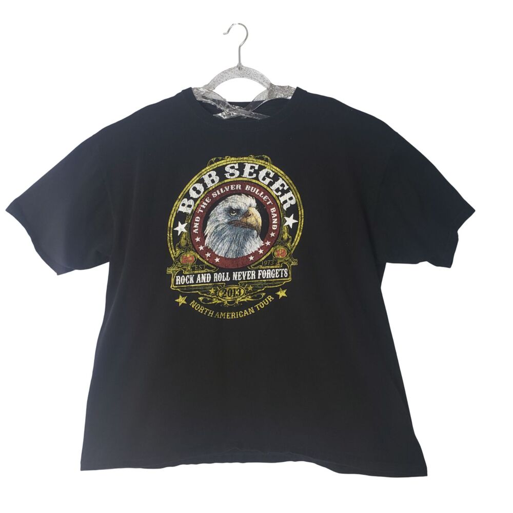 BOB SEGER Rock and Toll Never Forgets 2013 Tour Black T Shirt Mens Size 2XL